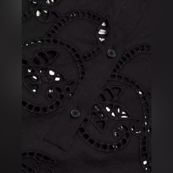 Nili Lotan ‘Mathilde’ Embroidered Black Poplin Dress - Picture 7 of 9